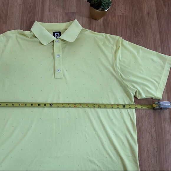FootJoy Golf Polo Shirt Yellow w/ Gray Dots Short Sleeve - Picture 5 of 8